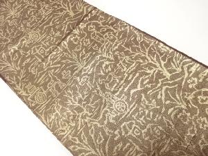 アンティーク　馬車に花鳥模様織出し袋帯（材料）